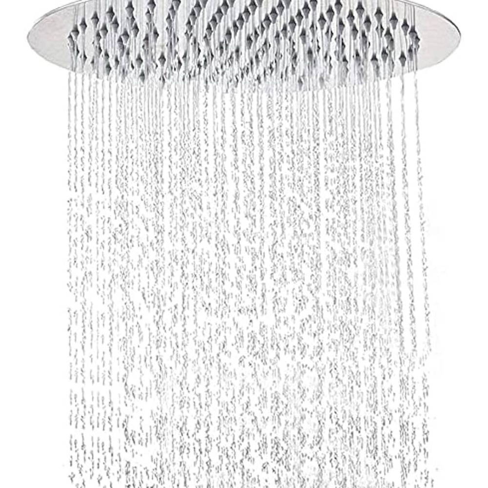 Round Silver Rain Fall Shower Head 12”